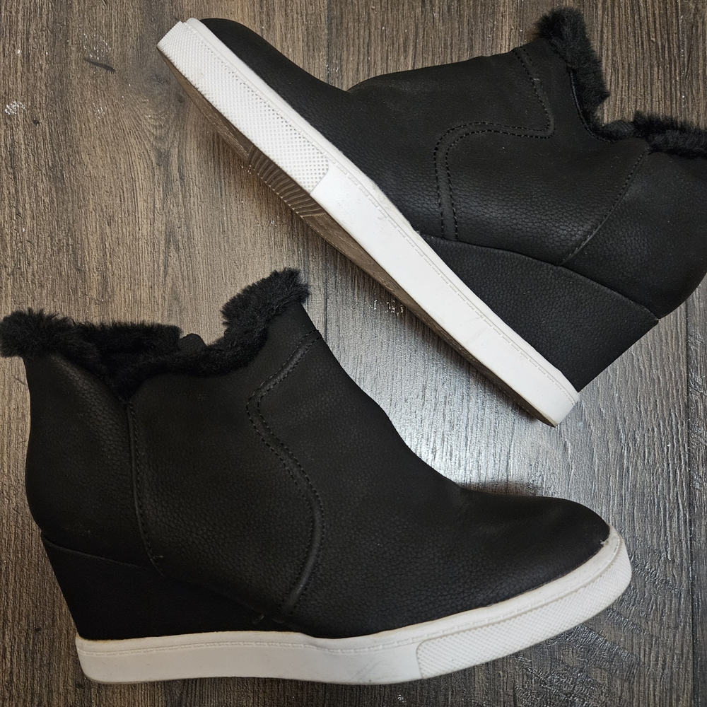 Anna Black Ankle Booties with White Soles